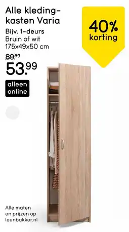 Leen Bakker Alle kledingkasten Varia aanbieding