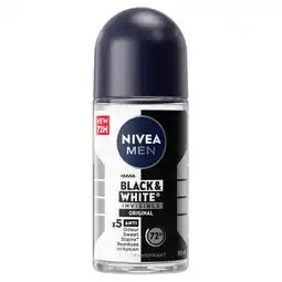 Kruidvat NIVEA Men Black & White Invisible Original Antitranspirant Roller aanbieding