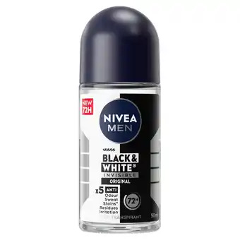 Kruidvat NIVEA Men Black & White Invisible Original Antitranspirant Roller aanbieding