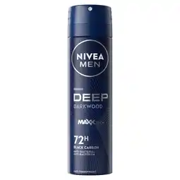 Kruidvat NIVEA Men Deep Black Carbon Dark Wood Antitranspirant Spray aanbieding