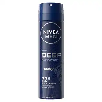 Kruidvat NIVEA Men Deep Black Carbon Dark Wood Antitranspirant Spray aanbieding