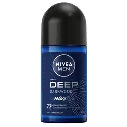 Kruidvat NIVEA Men Deep Black Carbon Dark Wood Antitranspirant Roller aanbieding
