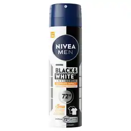 Kruidvat NIVEA Men Black & White Invisible Ultimate Impact Antitranspirant Spray aanbieding