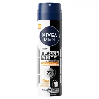 Kruidvat NIVEA Men Black & White Invisible Ultimate Impact Antitranspirant Spray aanbieding