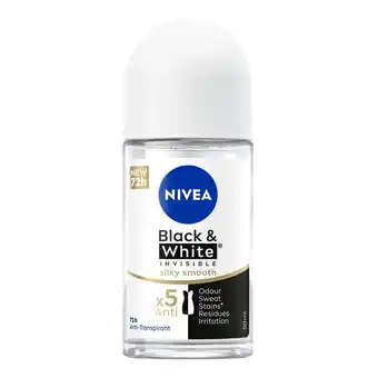 Kruidvat NIVEA Black & White Invisible Silky Smooth Antitranspirant Roller aanbieding