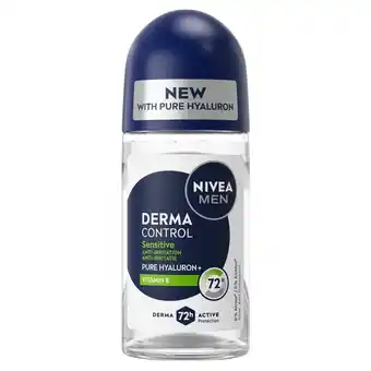 Kruidvat NIVEA Men Derma Control Sensitive Antitranspirant Roller aanbieding