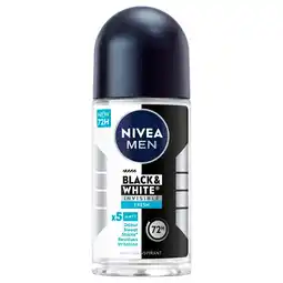 Kruidvat NIVEA Men Black & White Invisible Fresh Antitranspirant Roller aanbieding