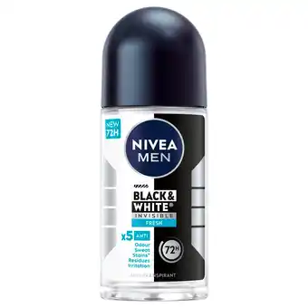 Kruidvat NIVEA Men Black & White Invisible Fresh Antitranspirant Roller aanbieding