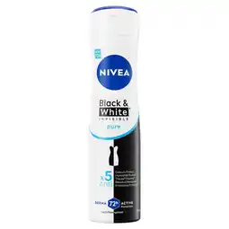 Kruidvat NIVEA Black & White Invisible Pure Antitranspirant Spray aanbieding