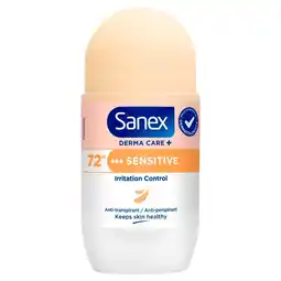 Kruidvat Sanex Derma Care+ Sensitive 72h Antitranspirant Deodorant Roller aanbieding