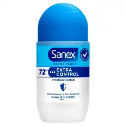 Kruidvat Sanex Derma Care+ Extra Control 72h Antitranspirant Deodorant Roller aanbieding