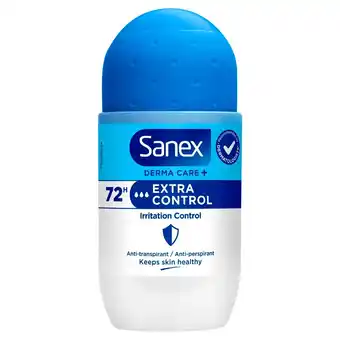 Kruidvat Sanex Derma Care+ Extra Control 72h Antitranspirant Deodorant Roller aanbieding