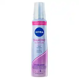 Kruidvat NIVEA Diamond Gloss Care Hold 4 Mousse aanbieding