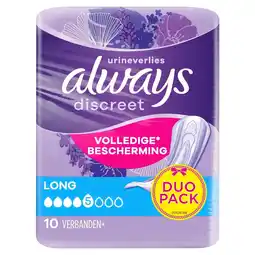 Kruidvat Always Discreet Long Verband+ voor Urineverlies en Incontinentie aanbieding