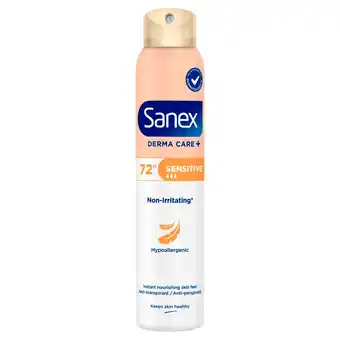 Kruidvat Sanex Derma Care+ Sensitive 72h Antitranspirant Deodorant Spray aanbieding