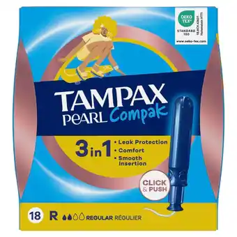 Kruidvat Tampax Compak Pearl Regular Tampons met Inbrenghuls aanbieding