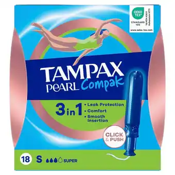 Kruidvat Tampax Compak Pearl Super Tampons met Inbrenghuls aanbieding