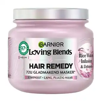 Kruidvat Garnier Loving Blends Rice Water Infusion & Zetmeel Hair Remedy 72u Gladmakend Masker aanbieding