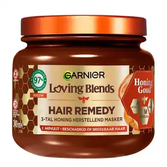 Kruidvat Garnier Loving Blends Hair Remedy Honing Goud Herstellend Haarmasker aanbieding