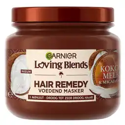Kruidvat Garnier Loving Blends Kokosmelk & Macadamia Haarmasker aanbieding