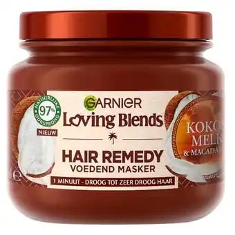 Kruidvat Garnier Loving Blends Kokosmelk & Macadamia Haarmasker aanbieding