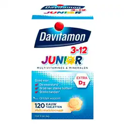 Kruidvat Davitamon Junior 3+ Multifruit Kauwtabletten aanbieding
