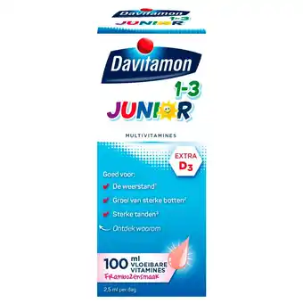 Kruidvat Davitamon Junior 1+ Framboos Vloeibare Vitaminen aanbieding