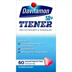 Kruidvat Davitamon Tiener 12+ Multivitamines & Mineralen Aardbei Kauwtabletten aanbieding
