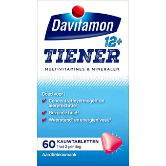 Kruidvat Davitamon Tiener 12+ Multivitamines & Mineralen Aardbei Kauwtabletten aanbieding