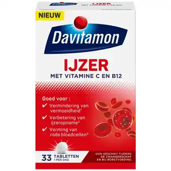 Kruidvat Davitamon Ijzer met Vitamine C en B12 Tabletten aanbieding