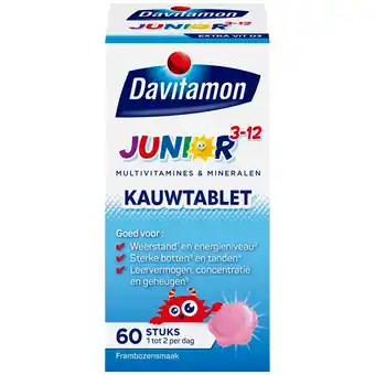 Kruidvat Davitamon Junior 3+ Framboos Kauwtabletten aanbieding