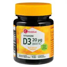 Kruidvat Kruidvat Vitamine D3 20mcg Kauwtabletten aanbieding