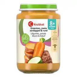 Kruidvat Kruidvat 8+M Bio Groenten, Zoete Aardappel & Rund Maaltijd aanbieding