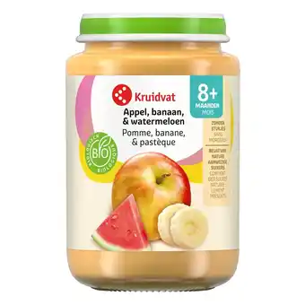 Kruidvat Kruidvat 8+M Bio Appel, Banaan & Watermeloen Fruithapje aanbieding