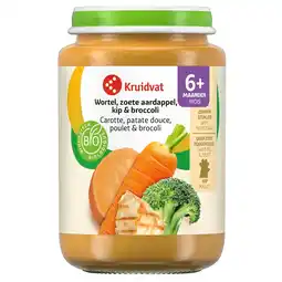 Kruidvat Kruidvat 6+M Bio Wortel, Zoete Aardappel, Kip & Broccoli Maaltijd aanbieding