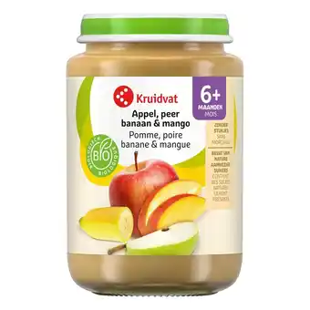Kruidvat Kruidvat 6+M Bio Appel, Peer Banaan & Mango Fruithapje aanbieding