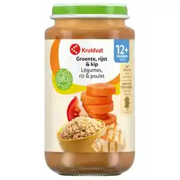 Kruidvat Kruidvat 12+M Bio Groente, Rijst & Kip Maaltijd aanbieding