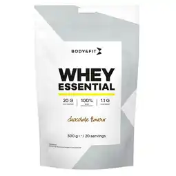 Kruidvat Body & Fit Chocolate Flavour Whey Essential Eiwitpoeder aanbieding