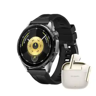 MediaMarkt HUAWEI Watch GT 6 46mm Bundle Freebuds SE 3 Smartwatch Zwart aanbieding