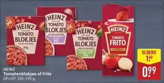 ALDI HEINZ Tomatenblokjes of frito aanbieding