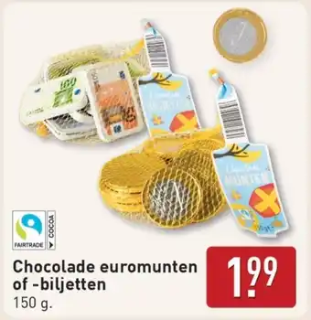 ALDI Chocolade euromunten of biljetten aanbieding