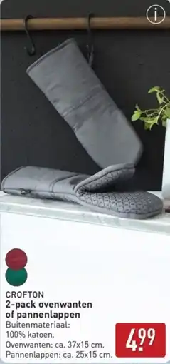 ALDI Crofton 2 Pack Ovenwanten of Pannenlappen aanbieding