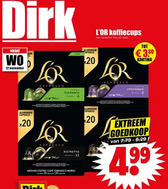 Dirk L'OR koffiecups aanbieding