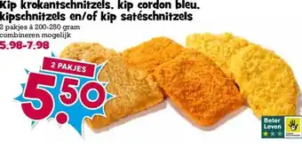 Boon`s Markt Kip krokantschnitzels, kip cordon bleu, kipschnitzels en/of kip satéschnitzels aanbieding