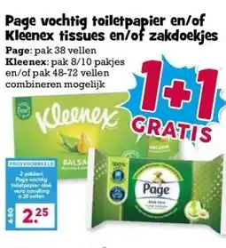 Boon`s Markt Page vochtig toiletpapier en/of Kleenex tissues en/of zakdoekjes aanbieding