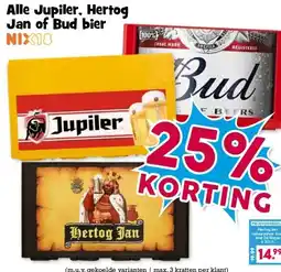 Boon`s Markt Alle Jupiler, Hertog Jan of Bud bier aanbieding