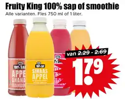 Dirk Fruity King 100% sap of smoothie aanbieding