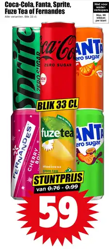 Dirk Coca-Cola, Fanta, Sprite, Fuze Tea of Fernandes aanbieding