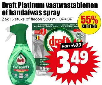 Dirk Dreft Platinum vaatwastabletten of handafwas spray aanbieding