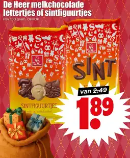 Dirk De Heer melkchocolade lettertjes of sintfiguurtjes aanbieding